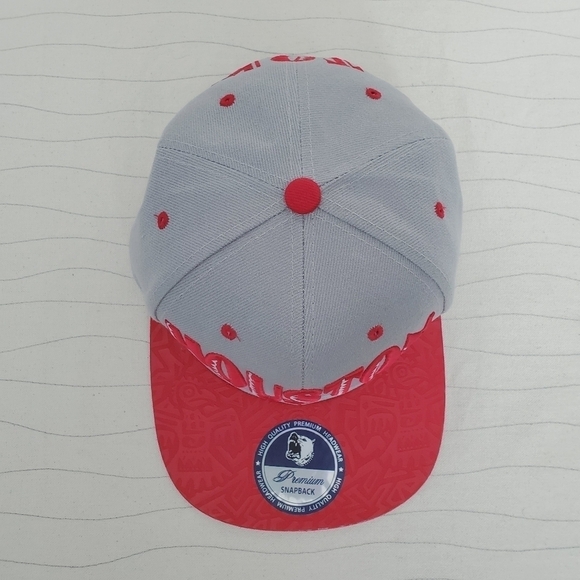 NEW Premium Mens Houston Snapback Hat Flat Bill Cap Red Gray Unual Pattern - Picture 3 of 9